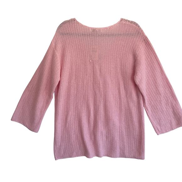 Vintage Coldwater Creek Pink Knit Cardigan Sweater 1X 3/4 Sleeve Lightweight - Picture 3 of 7